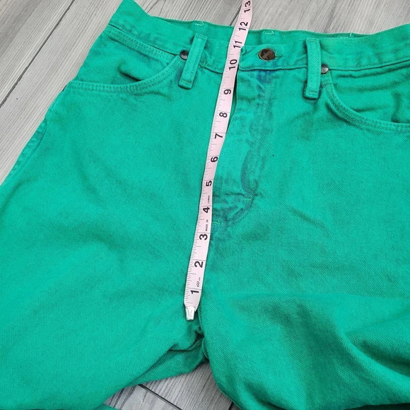 Vintage Wrangler Womens Acid Wash Green Jeans Size 5 High Rise Pockets 90s - Picture 7 of 9